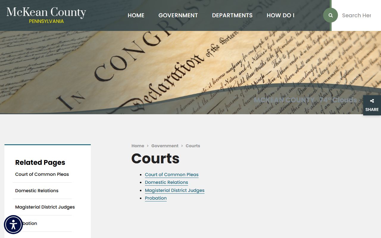 McKean County Court records courts landing page
