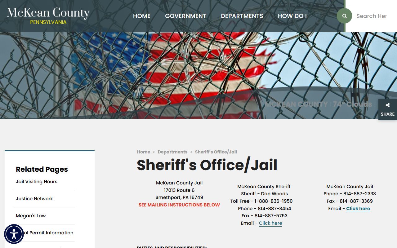 McKean County inmate search sheriff and jail page