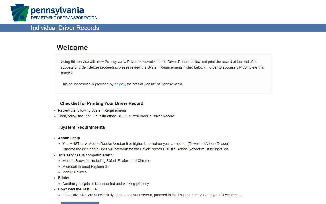 McKean County traffic court records PennDOT driver record portal